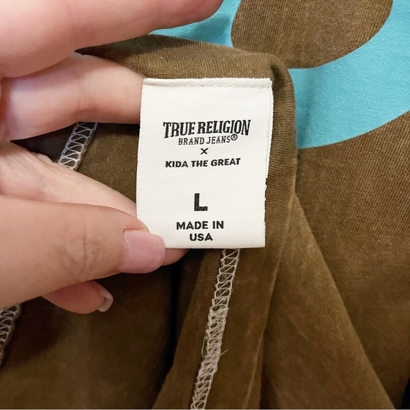 True Religion x Kida the Great Long Sleeve Burnout Green T Shirt Men’s Size L - Picture 5 of 8